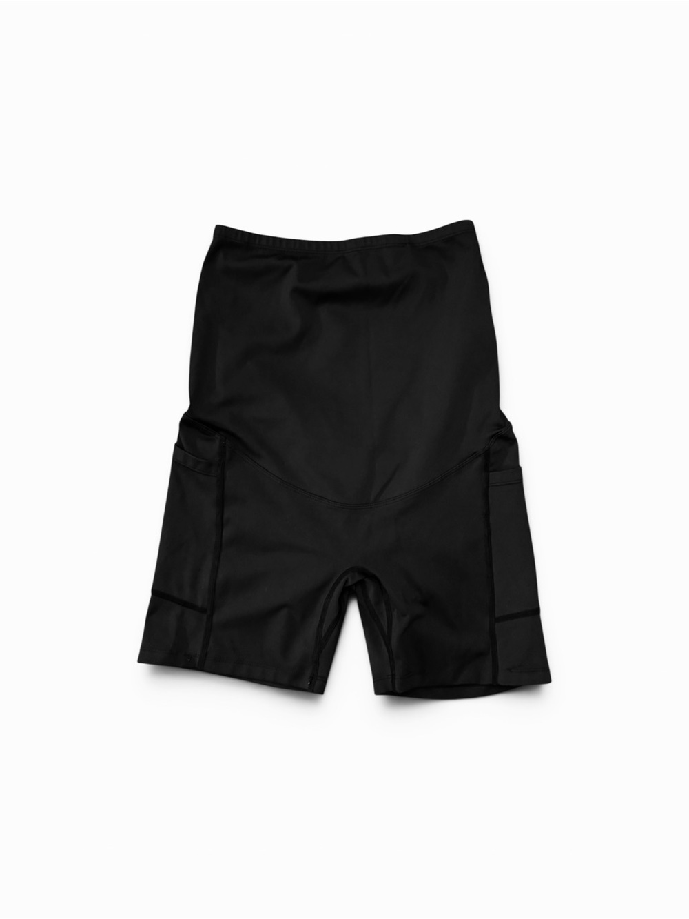 Maternity Black High-Waist Bike Shorts with Side Pockets